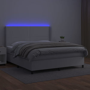 Giroletto Molle con Materasso e LED Bianco 160x200cm Similpellecod mxl 99398