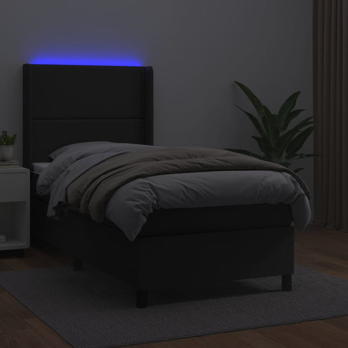 Giroletto a Molle con Materasso e LED-Struttura Letto Nero 90x190 cm Similpelle 287679
