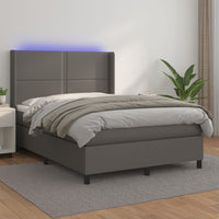 Giroletto Molle con Materasso e LED Grigio 140x190cm Similpelle 3139323