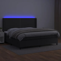 Giroletto a Molle con Materasso e LED Nero 200x200cm Similpelle cod mxl 63793