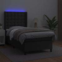 Giroletto a Molle con Materasso e LED Nero 90x190 cm Similpelle cod mxl 63501