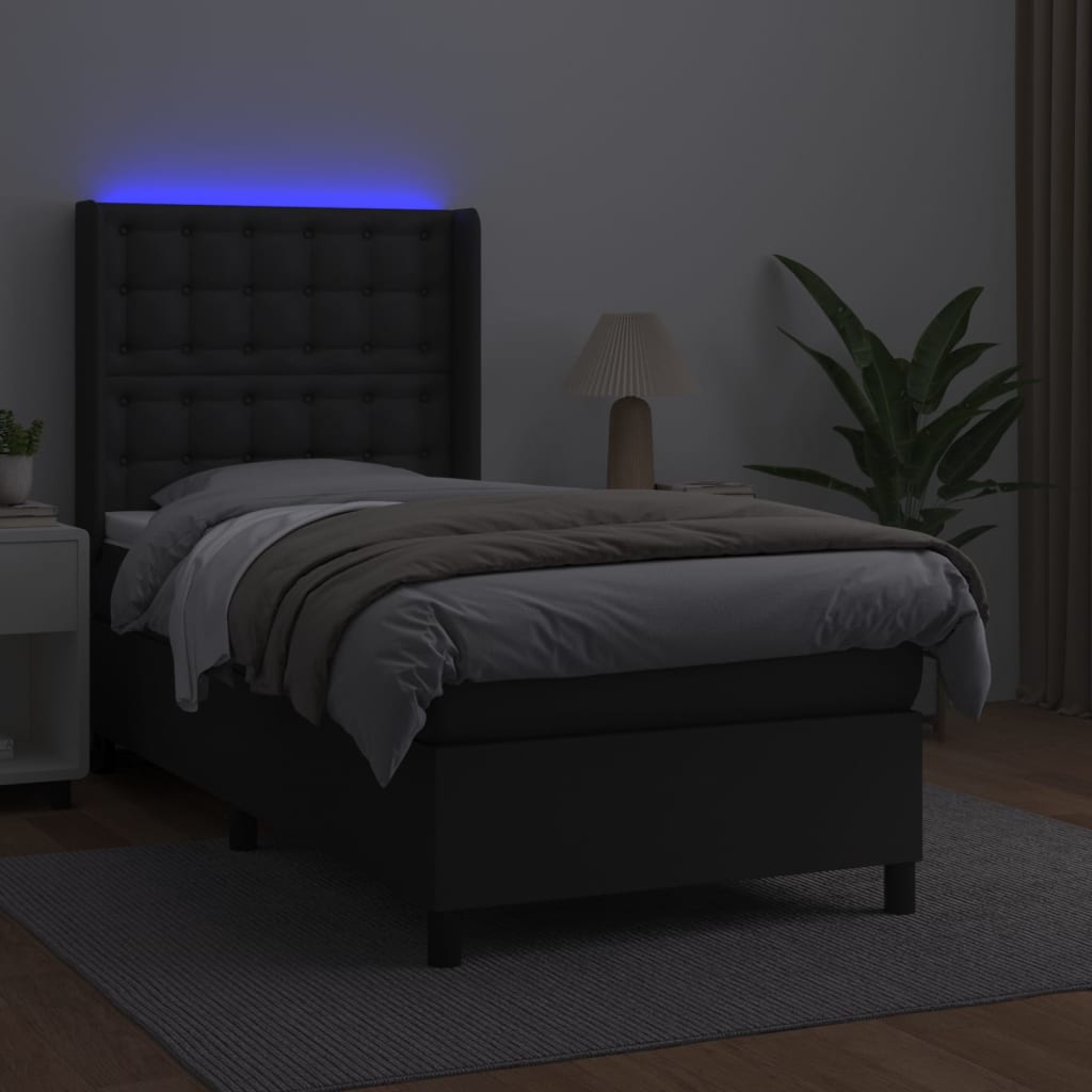 Giroletto a Molle con Materasso e LED-Struttura Letto Nero 90x190 cm Similpelle 761593