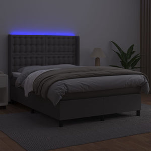 Giroletto Molle con Materasso e LED Grigio 140x190cm Similpellecod mxl 93011