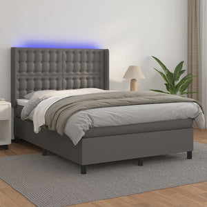 Giroletto Molle con Materasso e LED Grigio 140x190cm Similpellecod mxl 93011