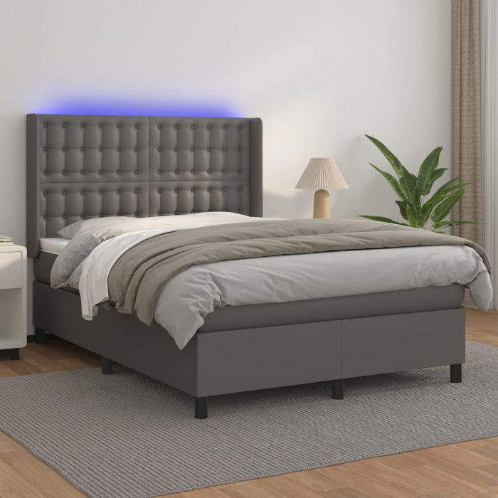 Giroletto Molle con Materasso e LED Grigio 140x190cm Similpellecod mxl 93011