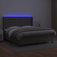 Giroletto Molle con Materasso e LED Grigio 180x200cm Similpelle 3139401