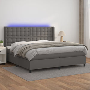 Giroletto Molle con Materasso e LED Grigio 200x200cm Similpelle 3139407