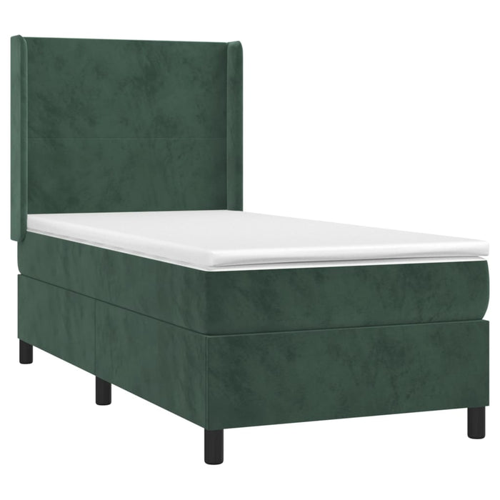 Letto a Molle con Materasso e LED Verde Scuro 80x200cm Velluto 3139412