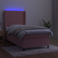 Letto a Molle con Materasso e LED Rosa 80x200 cm in Velluto 3139414