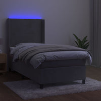 Letto a Molle Materasso e LED Grigio Chiaro 90x190 cm Vellutocod mxl 123354