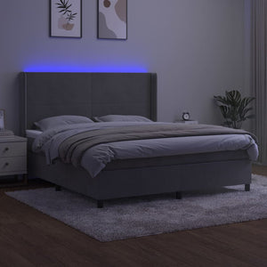 Letto a Molle Materasso e LED Grigio Chiaro 180x200 cm Velluto 3139457