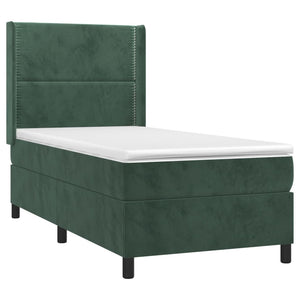 Letto a Molle con Materasso e LED Verde Scuro 80x200cm Velluto 3139472