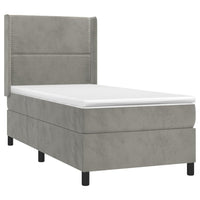 Letto a Molle Materasso e LED Grigio Chiaro 90x190 cm Velluto 3139475