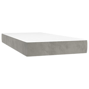 Letto a Molle Materasso e LED Grigio Chiaro 100x200 cm Velluto 3139487