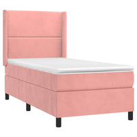 Letto a Molle con Materasso e LED Rosa 100x200 cm in Velluto 3139492