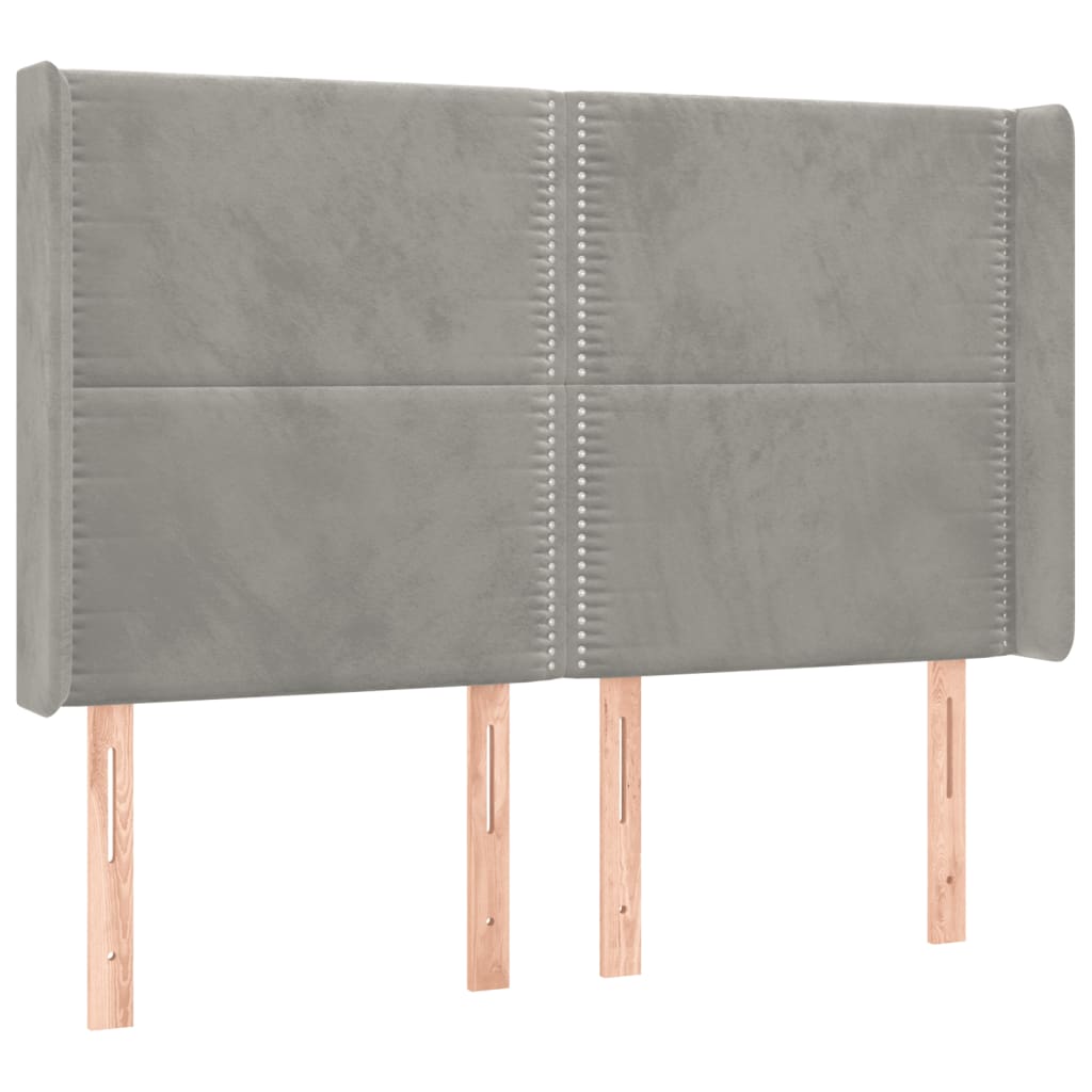 Letto a Molle Materasso e LED Grigio Chiaro 140x190 cm Velluto 3139499