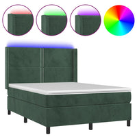 Letto a Molle con Materasso e LED Verde Scuro 140x190cm Vellutocod mxl 75430