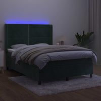 Letto a Molle con Materasso e LED Verde Scuro 140x190cm Vellutocod mxl 75430