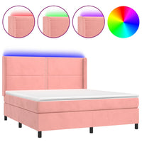 Letto a Molle con Materasso e LED Rosa 180x200 cm in Velluto 3139522