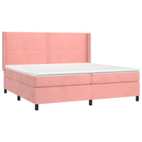 Letto a Molle con Materasso e LED Rosa 200x200 cm in Velluto 3139528