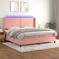 Letto a Molle con Materasso e LED Rosa 200x200 cm in Velluto 3139528