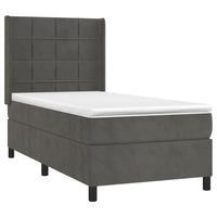 Letto a Molle con Materasso e LED Grigio Scuro 80x200cm Velluto 3139530