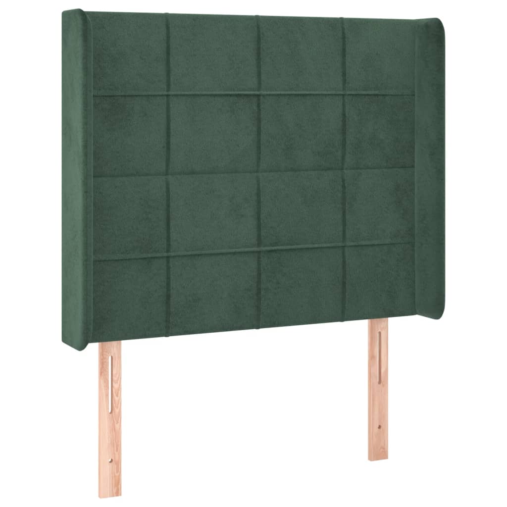 Letto a Molle con Materasso e LED Verde Scuro 90x190 cm Velluto 3139538