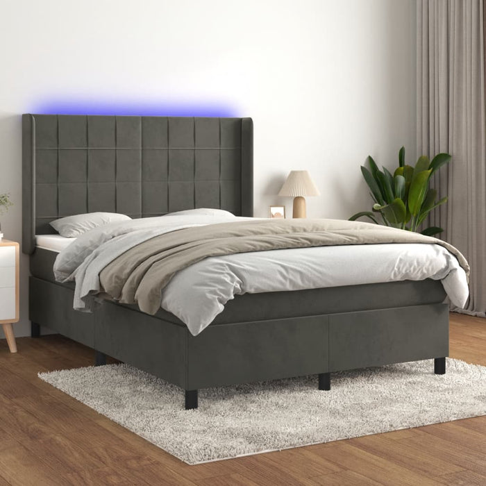 Letto a Molle con Materasso e LED Grigio Scuro 140x190 cmcod mxl 99433