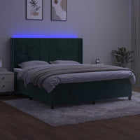Letto a Molle con Materasso e LED Verde Scuro 180x200cm Vellutocod mxl 75447