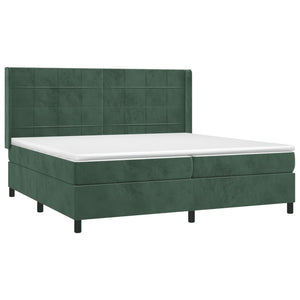 Letto a Molle con Materasso e LED Verde Scuro 200x200cm Velluto 3139586
