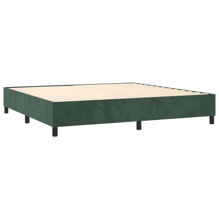Letto a Molle con Materasso e LED Verde Scuro 200x200cm Velluto 3139586