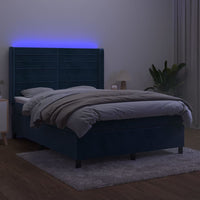 Letto a Molle con Materasso e LED Blu Scuro 140x190 cm 3139623