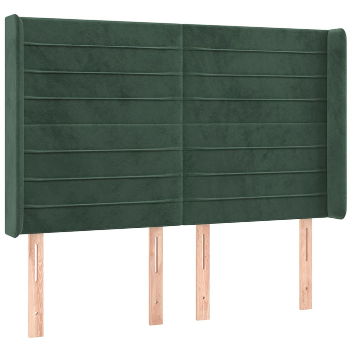 Letto a Molle con Materasso e LED Verde Scuro 140x200cm Velluto 3139628
