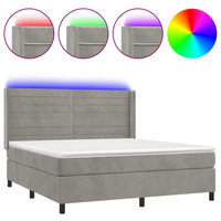Letto a Molle Materasso e LED Grigio Chiaro 160x200 cm Velluto  cod mxl 71796