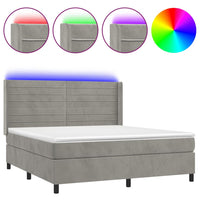Letto a Molle Materasso e LED Grigio Chiaro 180x200 cm Vellutocod mxl 123397