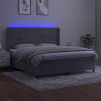 Letto a Molle Materasso e LED Grigio Chiaro 180x200 cm Vellutocod mxl 123397