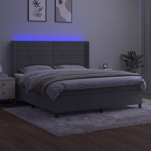Letto a Molle Materasso e LED Grigio Chiaro 180x200 cm Vellutocod mxl 123397