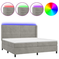 Letto a Molle Materasso e LED Grigio Chiaro 200x200 cm Velluto 3139643