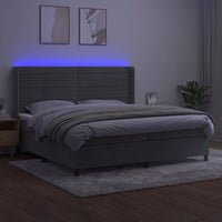Letto a Molle Materasso e LED Grigio Chiaro 200x200 cm Velluto 3139643