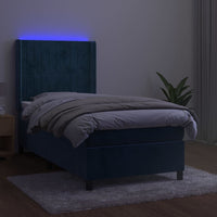Letto a Molle con Materasso e LED Blu Scuro 100x200 cm 3139671