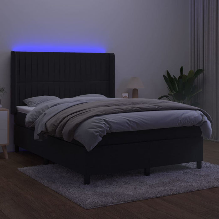 Letto a Molle con Materasso e LED Nero 140x190 cm in Velluto 3139681