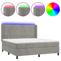 Letto a Molle Materasso e LED Grigio Chiaro 180x200 cm Velluto 3139697