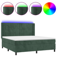 Letto a Molle con Materasso e LED Verde Scuro 180x200cm Vellutocod mxl 99458