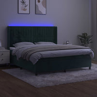Letto a Molle con Materasso e LED Verde Scuro 180x200cm Vellutocod mxl 99458