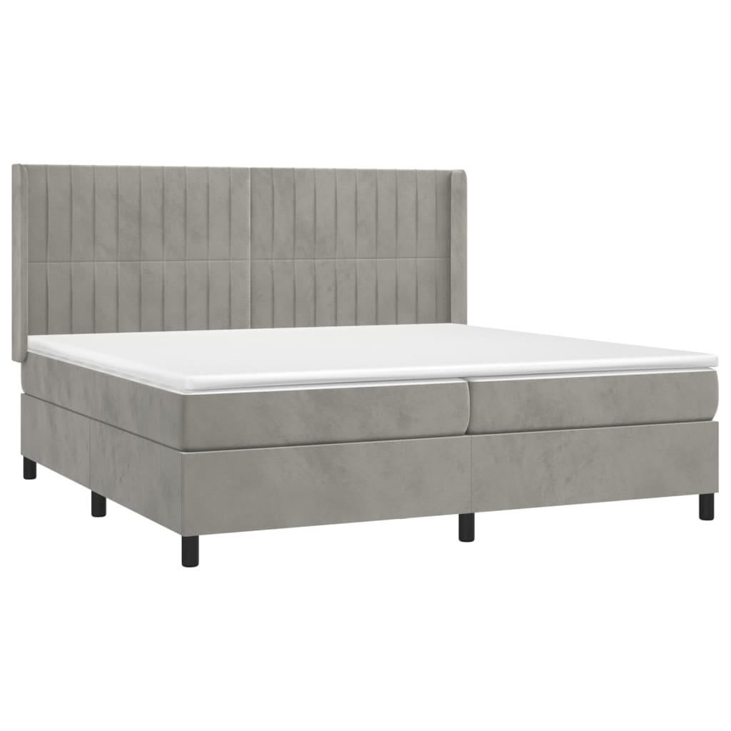 Letto a Molle Materasso e LED Grigio Chiaro 200x200 cm Velluto cod mxl 61669