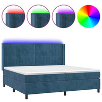 Letto a Molle con Materasso e LED Blu Scuro 200x200 cm 3139707