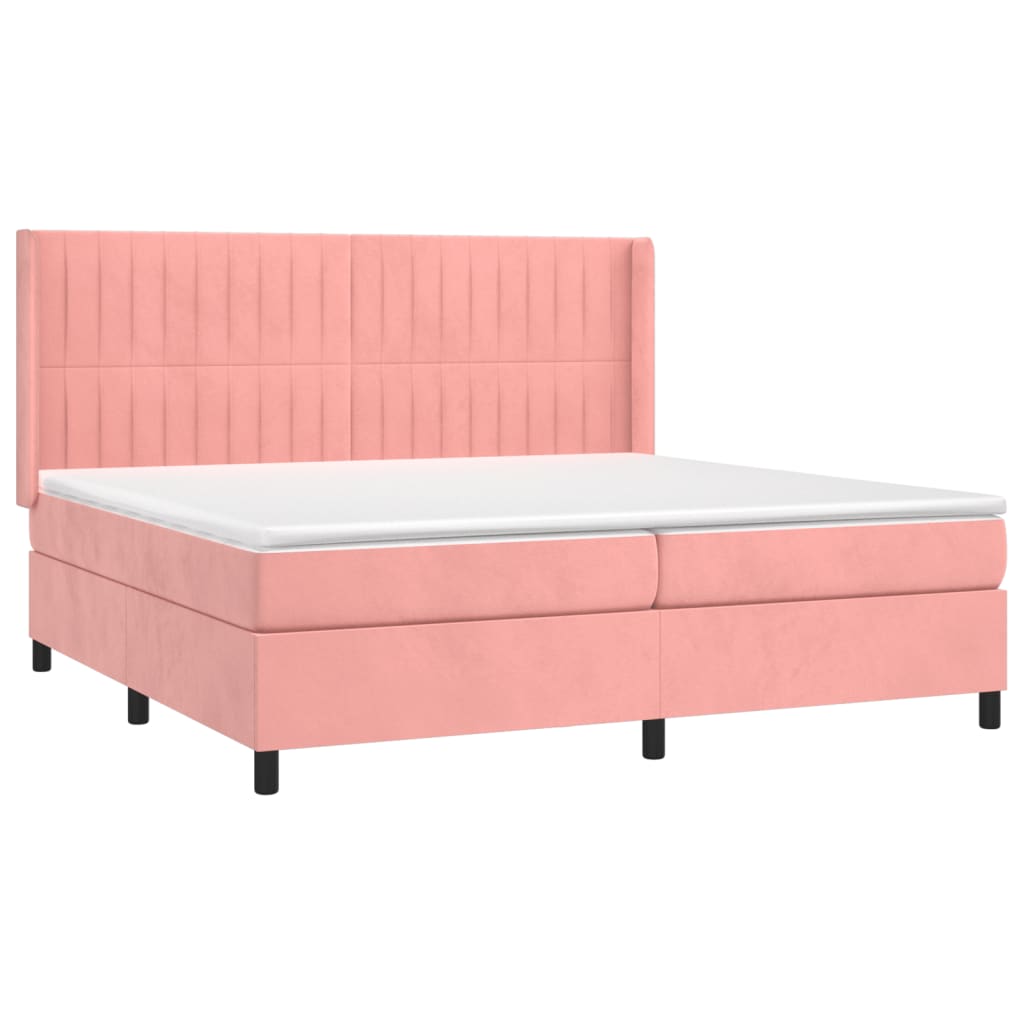 Letto a Molle con Materasso e LED Rosa 200x200 cm in Velluto 3139708