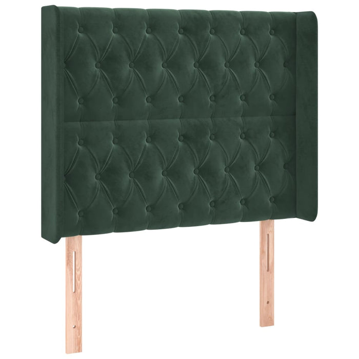 Letto a Molle con Materasso e LED Verde Scuro 90x200cm Velluto 3139724