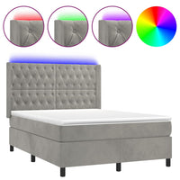 Letto a Molle Materasso e LED Grigio Chiaro 140x190 cm Vellutocod mxl 123409