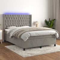Letto a Molle Materasso e LED Grigio Chiaro 140x190 cm Vellutocod mxl 123409